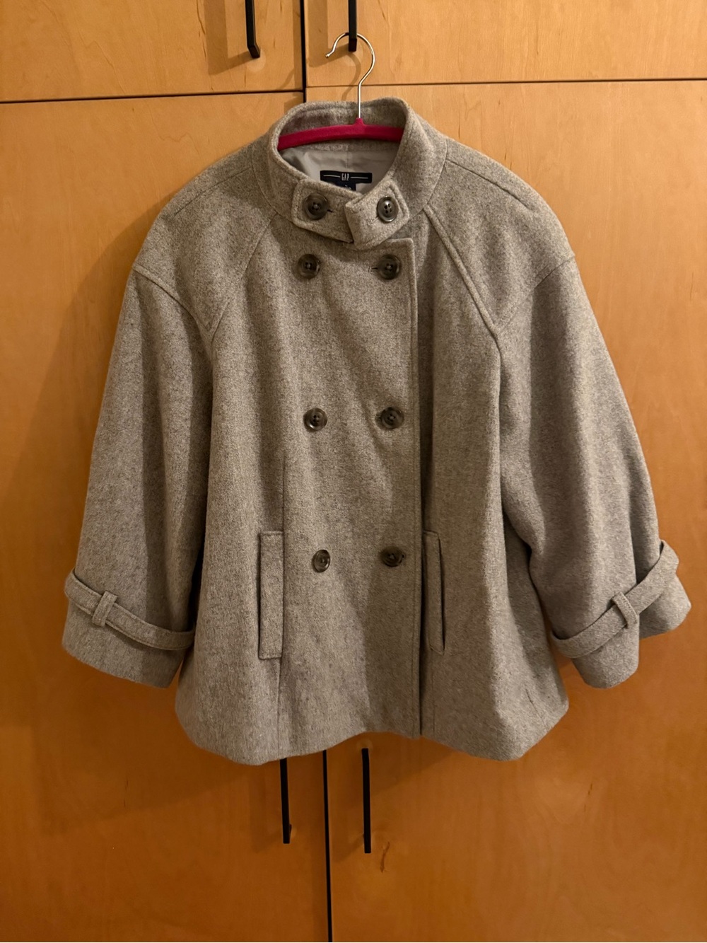 GAP Women's Light Gray Double-Breasted Pea Coat